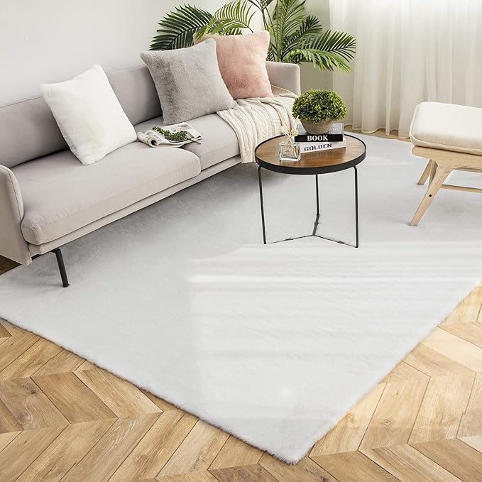 Ashler Faux Fur Rug, Ultra Soft Faux Rabbit Fur, 6 x 9 Feet Rectangle, Machine by AshlerHomeDeco