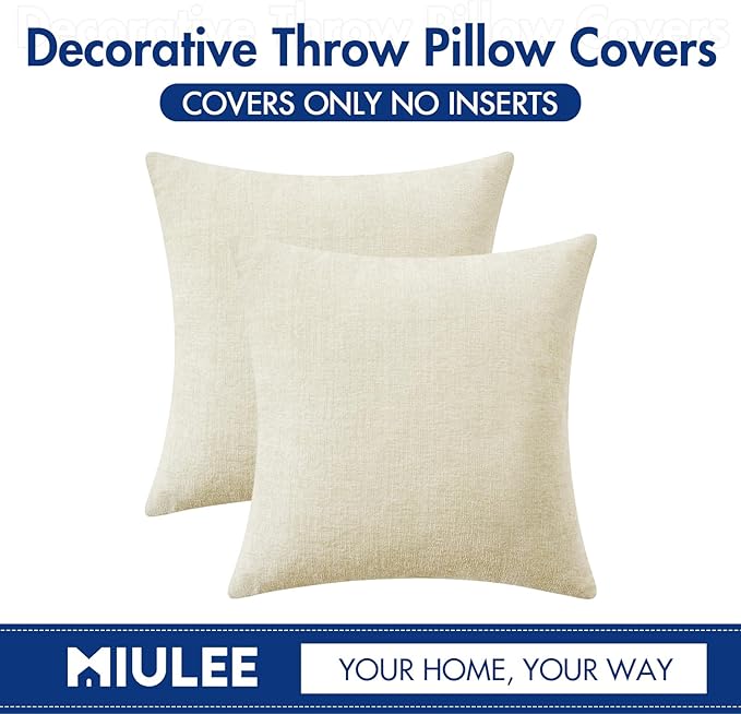 MIULEE Pack of 2 Cream Throw Pillow Covers 20x20 Inch Soft Polyester Pillow - Image 6