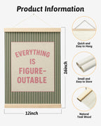 FGFK Everything Is Figureoutable Positive Affirmations Wall Art Poster Hanger Frame, Retro Pink and Green Inspirational Canvas Prints Framed Wall Decor for Office Classroom Home Bedroom, 12x16 Inch