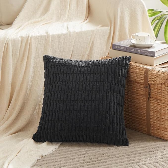 Fancy Homi 4 Packs Boho Black Decorative Throw Pillow Covers 20x20 Inch - Image 2