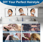 LMZNXCZ 3 Way Mirror for Self Hair Cutting,360 Haircuts Men for Barber Use Tools,to See Back of Head,Tri Fold Mirror with Portable Height Adjustable Telescoping Hooks