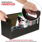 Stock Your Home DVD Storage Box, Movie Shelf Organizer for Blu-Ray, Video Game Cases, CDs, VHS Tape Display Stand, Disc Holder Can Store Up to 28 DVDs, Faux Leather (Espresso)