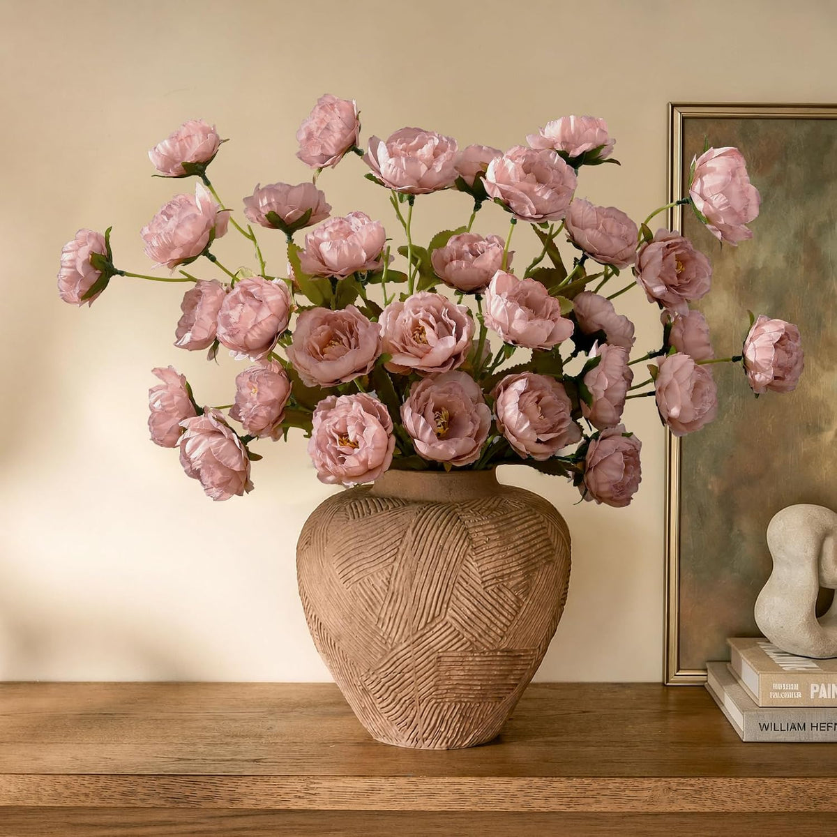 Waipfaru 6Pcs Pink Peony Artificial Flowers for Vase