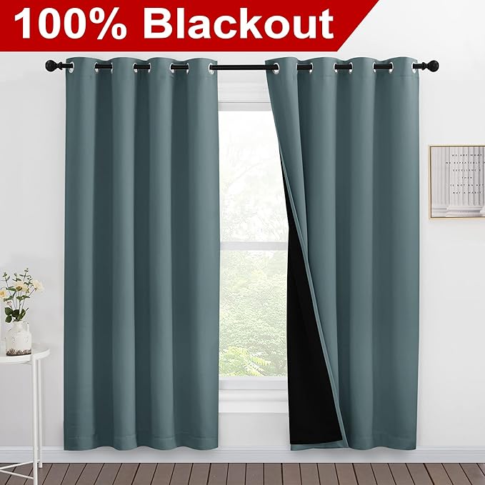 NICETOWN 100% Blackout Window Curtain Panels, Full Light Blocking Drapes - Image 2