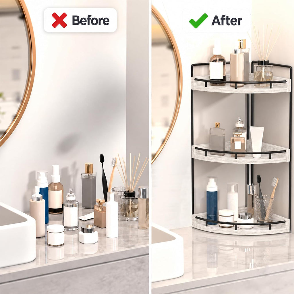Dorhors Corner Bathroom Organizer Countertop,Vanity Counter Storage Shelf