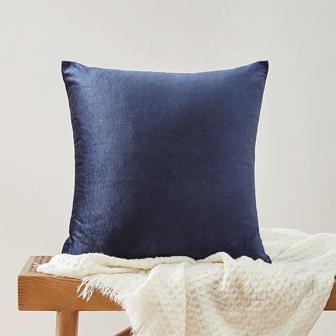 GIGIZAZA Navy Blue Velvet Pillow Covers 24x24, Square Solid Throw Pillow Covers - Image 8