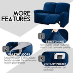ULTICOR Reclining Love Seat Slipcover, 6-Piece Velvet Stretch Loveseat Recliner - Image 4