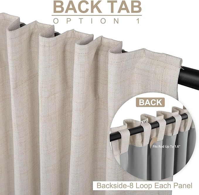 100% Blackout Shield Linen Blackout Curtains - Image 3