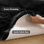 ORINOVA Black Round Rugs 6ft Fluffy Washable Faux Sheepskin Shaggy Fur Rugs - Image 3