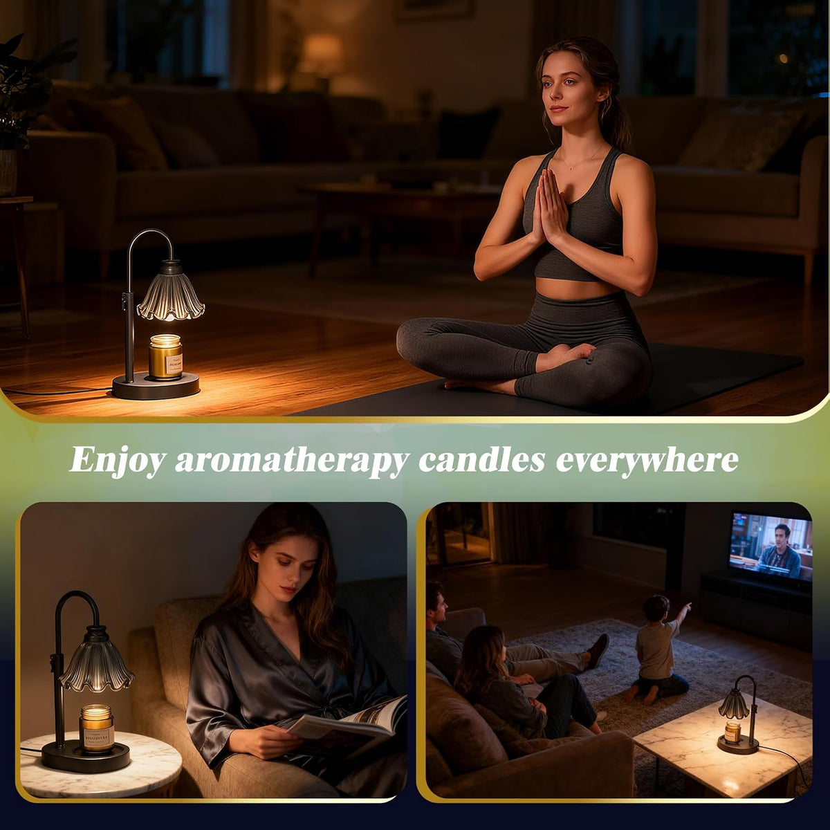 Flower Candle Warmer Lamp with Timer & 4-Level Dimmer, Adjustable Height