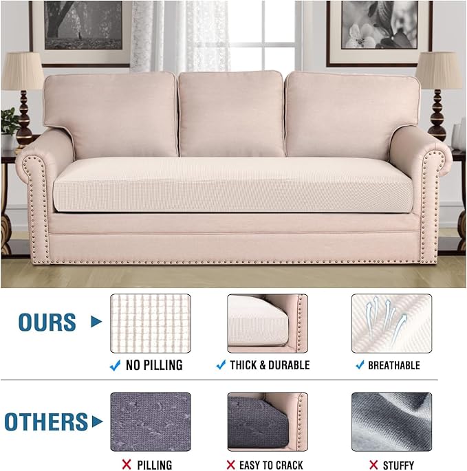 H.VERSAILTEX Super Stretch Individual Seat Cushion Covers Sofa Covers Couch - Image 2