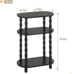 MaxSmeo Small Narrow Side Table, 3-Tier Narrow Black End Table with Storage