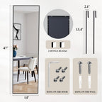 DUMOS 47"x14" Full Length Door Mirror, Full Body Mirror, Black