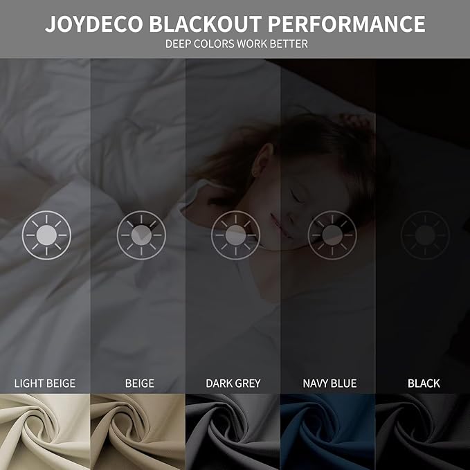 Joydeco Blackout Curtains 45 inch Length 2 Panels Set, Thermal Insulated Long - Image 2