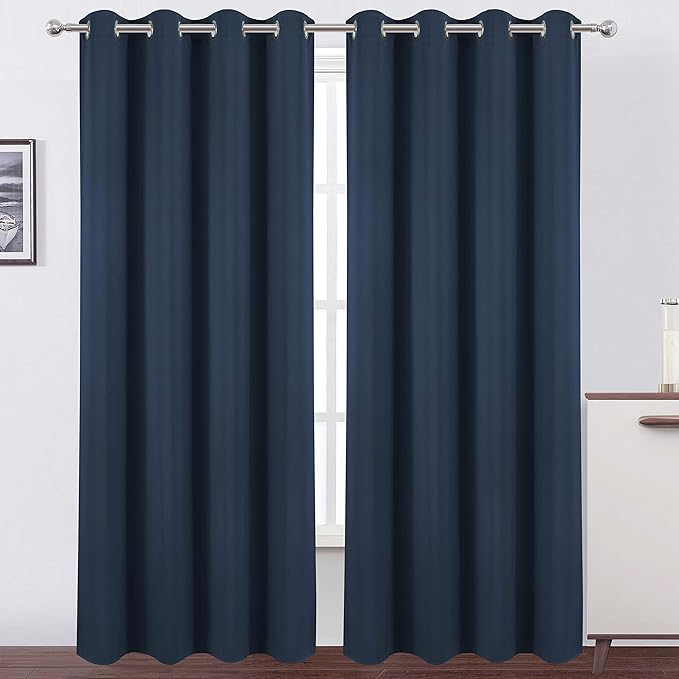 LEMOMO Navy Blue Thermal Blackout Curtains/52 x 95 Inch/Set of 2 Panels Room by Lemomo