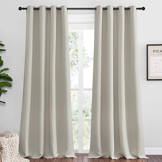 NICETOWN Natural Room Darkening Curtains 102" Long by NICETOWN