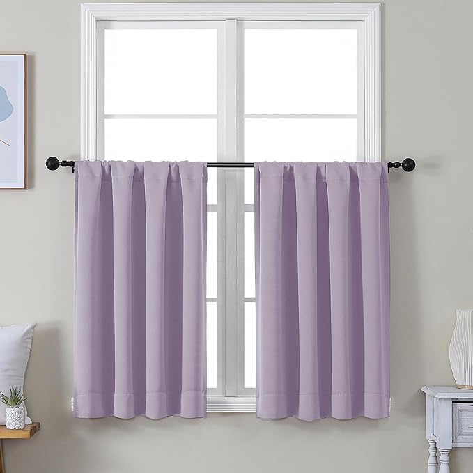 Simplebrand Ava Lilac Short 36 Inches Blackout Curtain 2 Panels Set, Half by Simplebrand