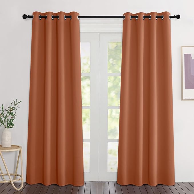 NICETOWN Burnt Orange Curtains 84 inches Long, Grommet Room Darkening Thermal by NICETOWN
