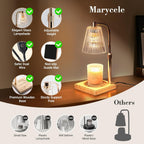 Marycele Candle Warmer Lamp with Timer for Yankee Candles, Adjustable Height Wax Melt Warmer, Birthday Gifts for Mom Women Sister, Vintage Glass Lamp, Christmas Decorations for Home Decor