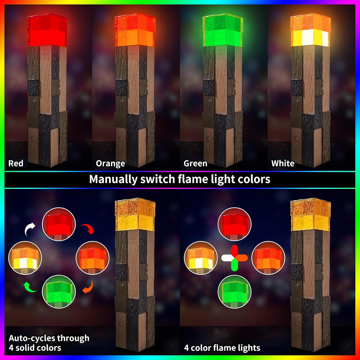 Light-Up Wall Torch Lamp Rechargeable Handheld & Wall-Mountable Decor Light