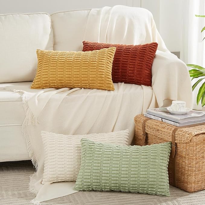 Fancy Homi 4 Packs Fall Boho Long Lumbar Decorative Throw Pillow Covers 12x24 by Fancy+Homi