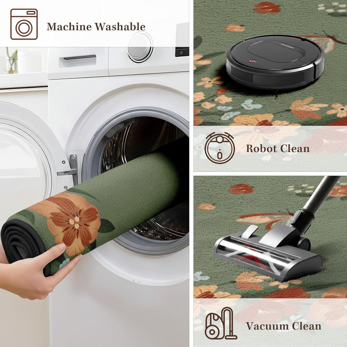 Kitchen Rugs Set of 3, Washable Non-Slip Kitchen Mats for Floor with Rubber Backing