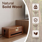 Solid Wood Cable Management Box with Combination Lock, Power Strip Cover to Help Limit Child Access, Large Cord Hider for Desks, TV Stands & Home Offices