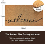 KANKUN Coco Coir Door Mat with Heavy Duty Backing, Welcome Doormat, Doormat - Image 3
