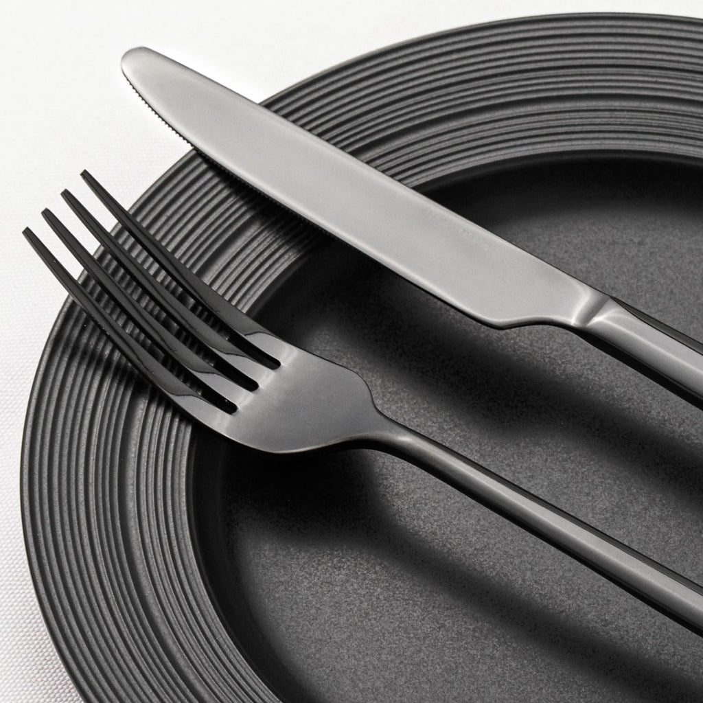 Black Silverware Set for 4, 20-Piece Stainless Steel Flatware Cutlery Set