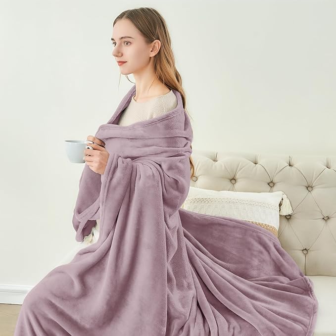 BEDELITE Fleece Blanket Dusky Violet Throw Blankets - Image 4