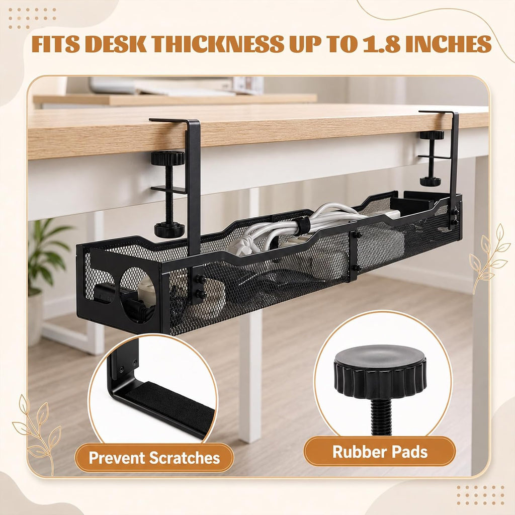 98 Pcs Under Desk Cable Management, 25" No Drill Cable Management
