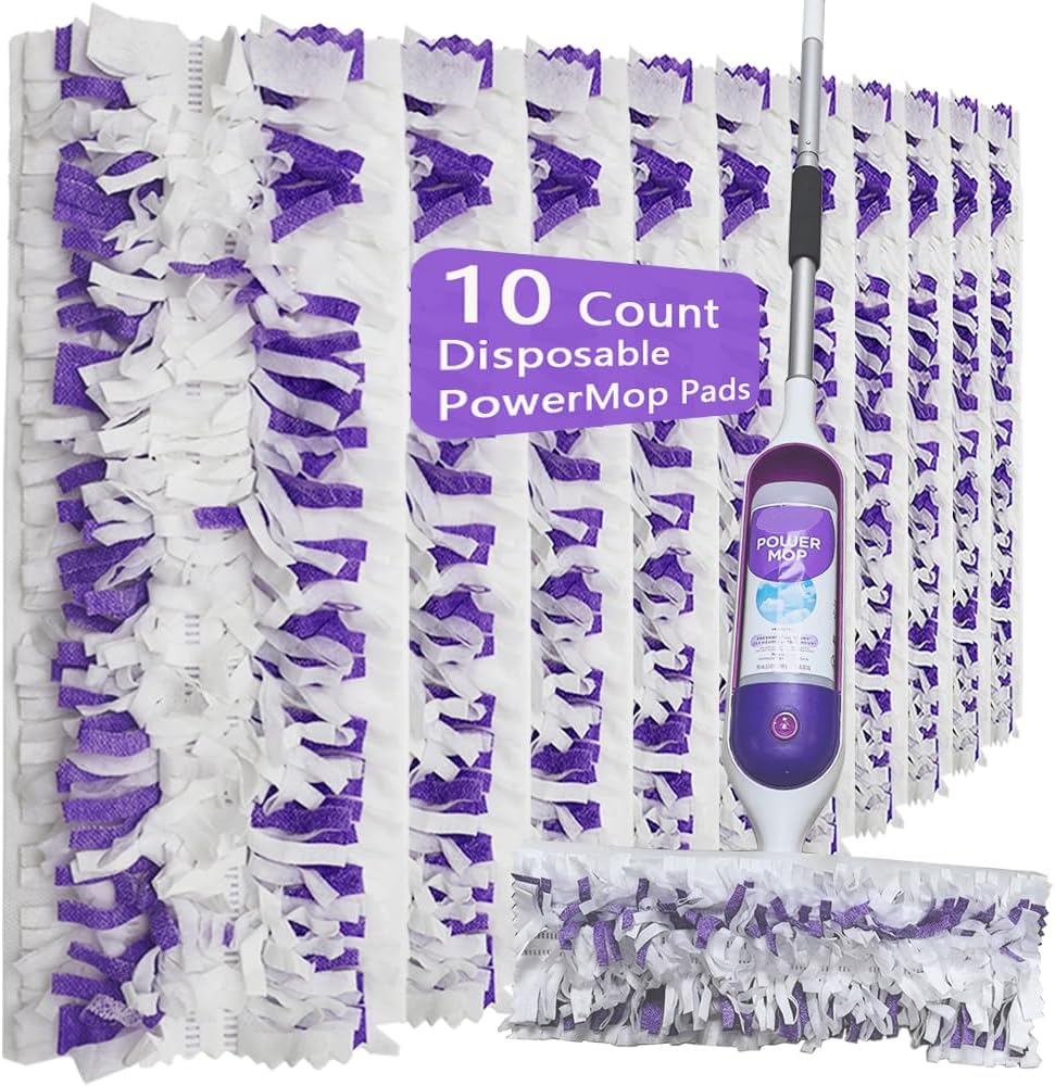Disposable Mop Pads for S.wiffer PowerMop Multi-Surface Mopping Pad Refills | Safe on All Finished Floors | Compatible with Swiffer PowerMop 10 Count
