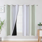 Estelar Textiler Sage and Greyish White Blackout Curtains & Drapes by ESTELARTEXTILER