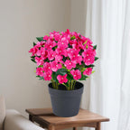 Artificial Impatiens Flowers in Pot for Outdoor 14 Inch Fake Plants