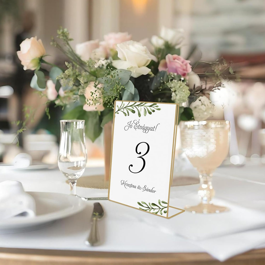 8x10 Gold Picture Frames, Clear Frameless Picture Frames, 6 Pack Acrylic Self Standing Photo Frames for Wedding Table Numbers, Restaurant Signs, Photos and Art Display