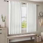 Nanspring Linen White Curtains 45 Inch Length 2 Panels - Image 6