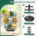 EsLuker.ly Tea Bag Holder Organizer for Counter, 3 Tier Metal Black