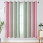 Estelar Textiler Ombre Sage Green and Pink Blackout Curtains - Image 2