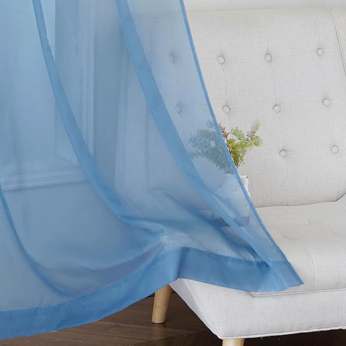 NICETOWN Voile Sheer Stone Blue Curtains 84 Inches Long, Grommet Airy & - Image 7