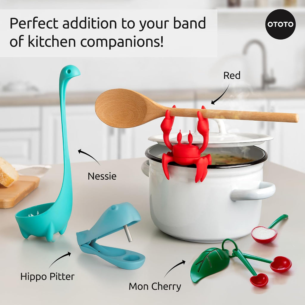 OTOTO Hippo Cherry and Olive Pitter - Unique Kitchen Gadgets, Cooking Gifts for Women, Kitchen Essentials, Kitchen Utensils, Cute Gifts, Kitchen Accessories, Gift for Kids