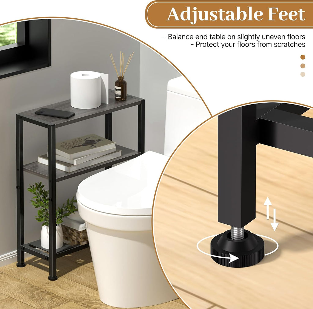 Narrow Side Table Set of 2, 2-Tier Small End Table,Slim Nightstand