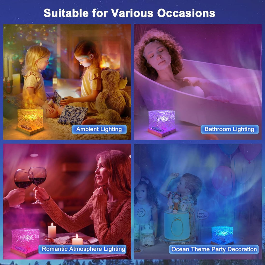RICHMYC Ocean Wave Projector Light,16Color Rotating Water Lamp,5.3″ Plug in