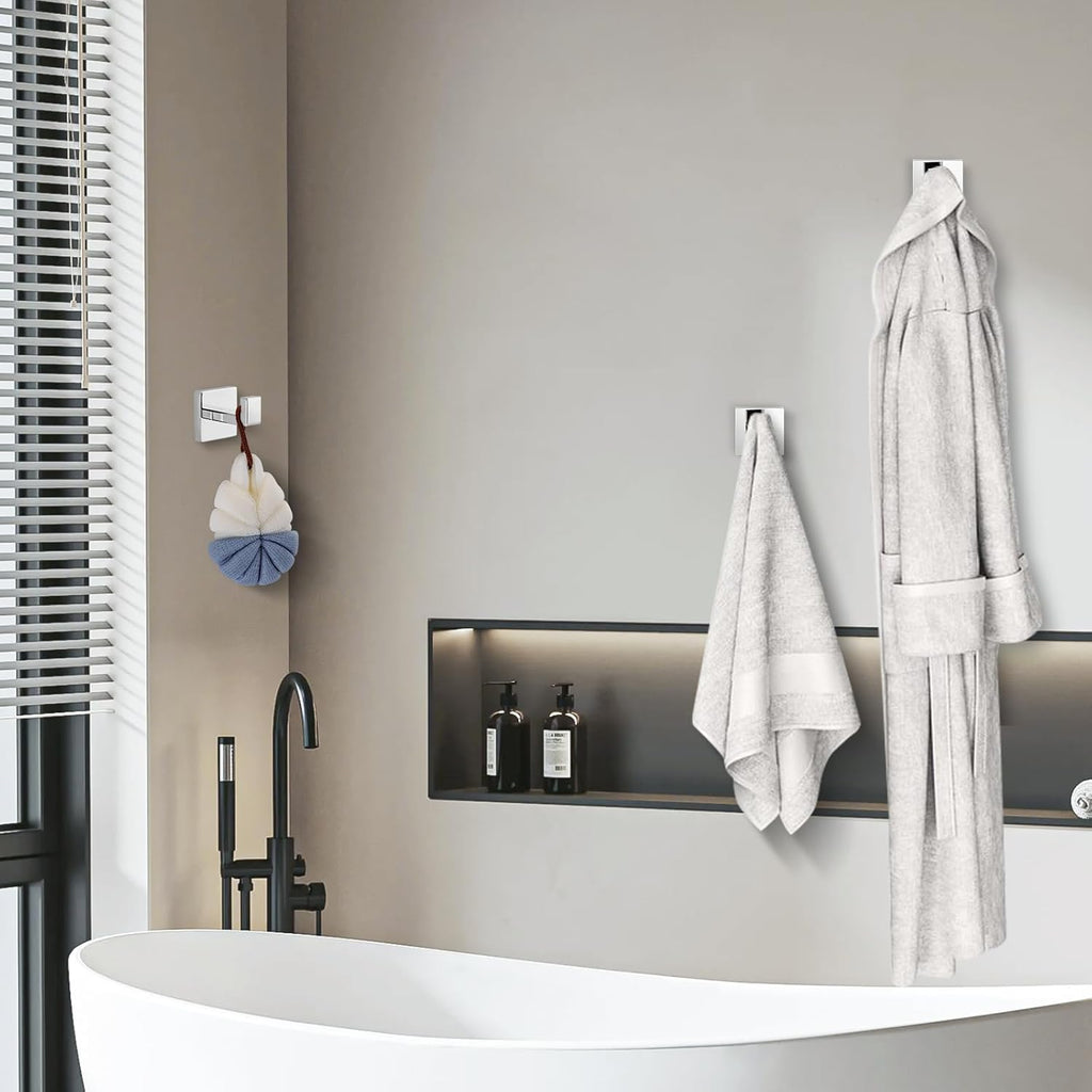 Towel Hooks for Bathrooms, Heavy Duty 33 Lbs Wall Mounted Stainless Steel Modern Hook, – Ideal for Hanging Towels, Robes, Coats, in Kitchen, Bedroom, Bathroom, or Hotel (2, Chrome Polished)