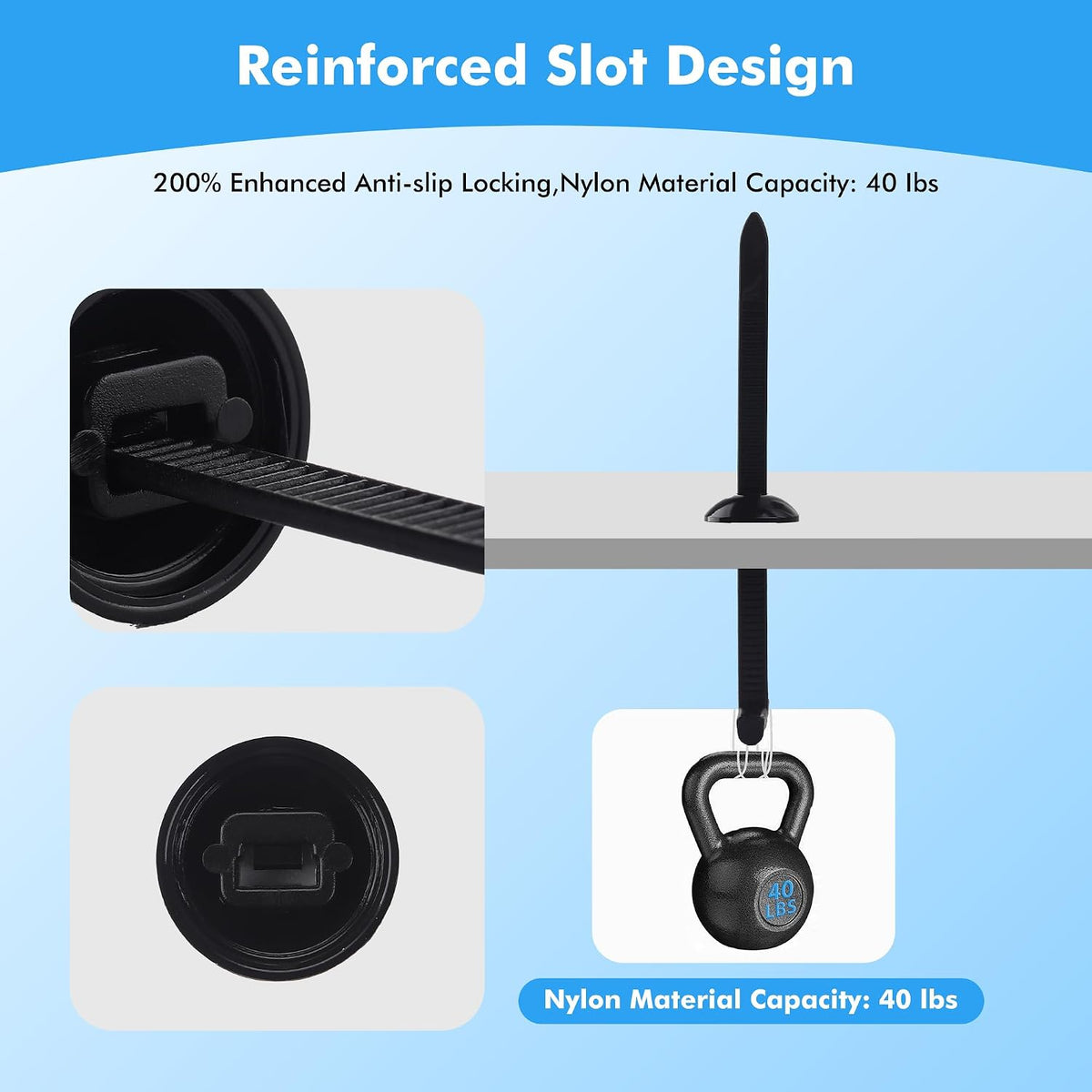 2026 Upgrade Nylon Universal Cable Tie Buckle, New Multifunctional Nylon Zip Ties, Heavy Duty Plastic Rivet T Zip Ties Style for Car Repair, Home Use and Cable Management (150 PCS)