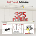 Garage Ceiling Storage Racks – 4x8 FT Overhead Garage Storage Rack with Safety Lock, Heavy-Duty Ceiling Mounted Lift System and Storage Organizer, Ideal for Maximizing Overhead Space, 325 lbs Capacity