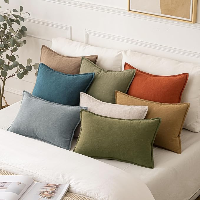 MIULEE Decorative Linen Euro Sham Pillow Covers 26x26 Inch Green ​Boho - Image 5
