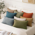 MIULEE Decorative Linen Pillow Covers 20x20 Inch Green ​Boho Farmhouse​ - Image 5