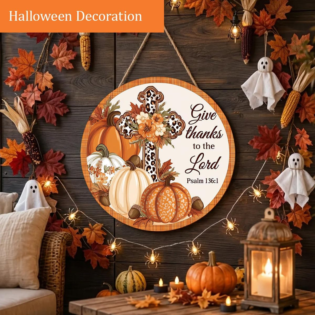 Give Thanks to the Lord Fall Decorations Sign for Home, Fall Christian Sign