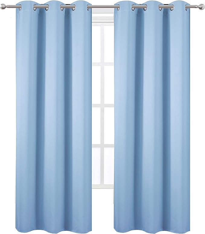 LEMOMO Sky Blue Thermal Blackout Curtains/38 x 84 Inch/Set of 2 Panels Room - Image 2