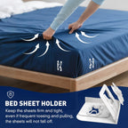 Bed Sheet Holders Lock for Corners - Mattress Sheet Corner Holders Keep Firm Tight in Place Set of 4 (White)